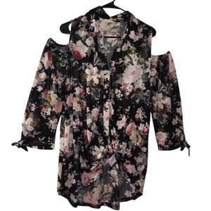 Floral Cold Shoulder Women's Blouse 🌸